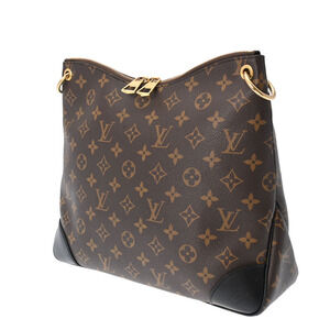 Louis Vuitton Black Brown Canvas Odeon Bag Monogram Shoulder NM